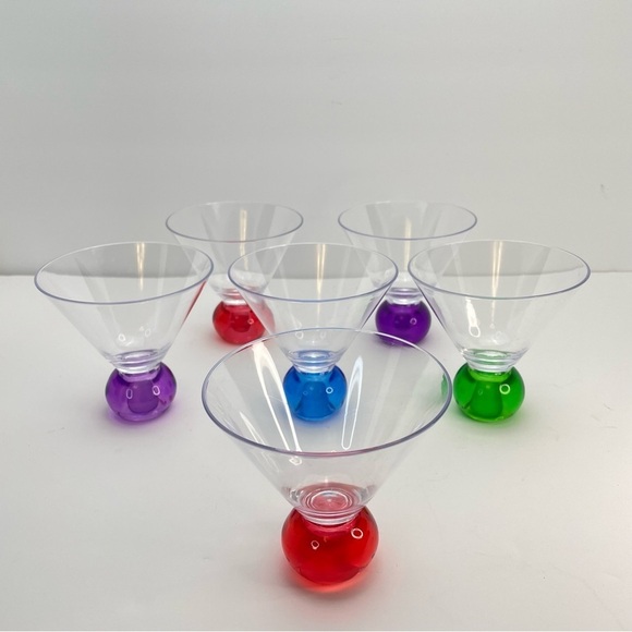ACRYLIC Martini Glasses Barware Set of Six - Picture 3 of 9